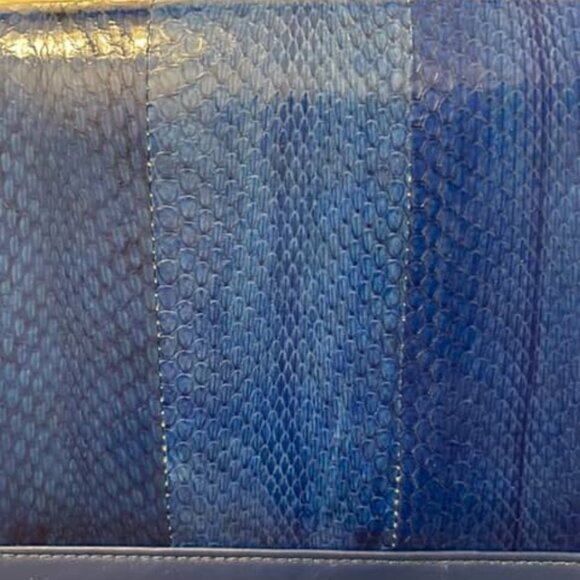 Vintage 1980s Blue Snakeskin and Leather Shoulder Bag - Picture 5 of 5